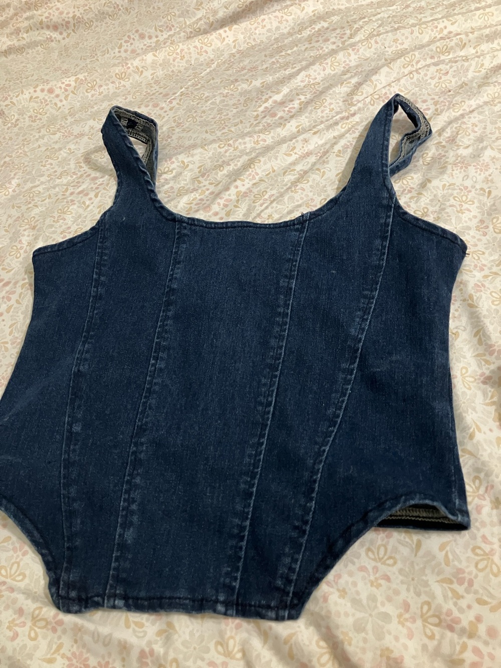 SHEIN Dark Indigo Denim Tank Bodysuit